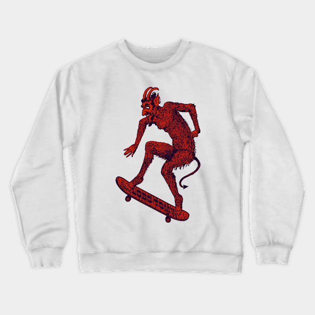 SATAN RIDES WITH US by Lobo Tomy skateboards Crewneck Sweatshirt by boozecruisecrew